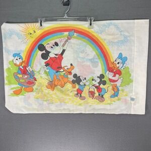 Vintage Mickey Mouse Donald Daisy Pluto‎ Pillowcase Walt Disney Productions 90s